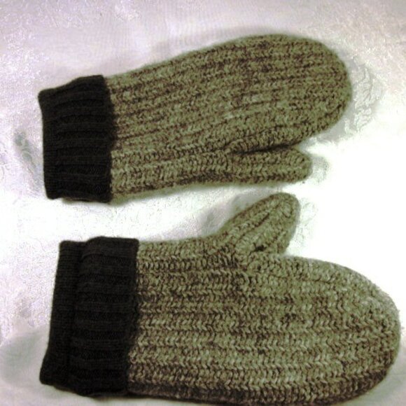Winter knitted MITTENS FLEECE LINED RIBBED CUF GRAY UNISEX GOOD CONDITION USED - Picture 6 of 15